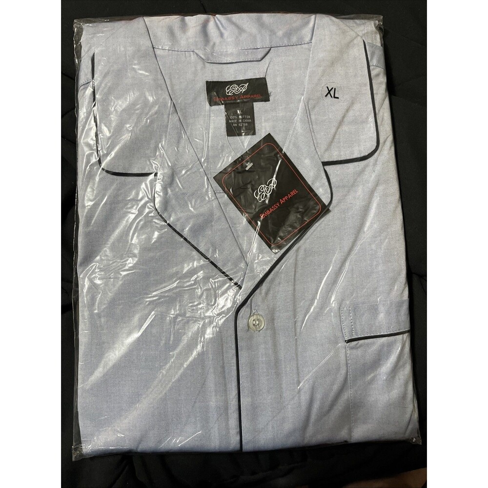 Embassy Apparel Men's 2pc Cotton Pajama Set Solid Button-Front XL